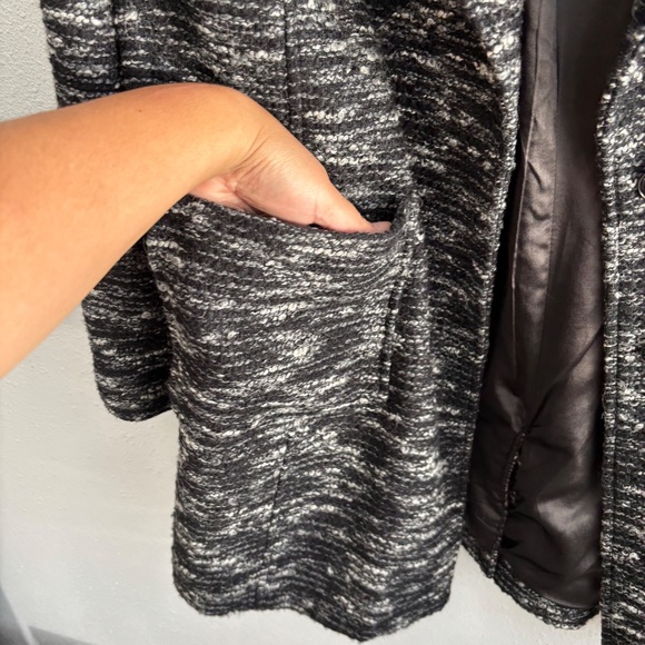 Free People Bouclé Textured Overcoat Jacket Black/Gray - Picture 6 of 9